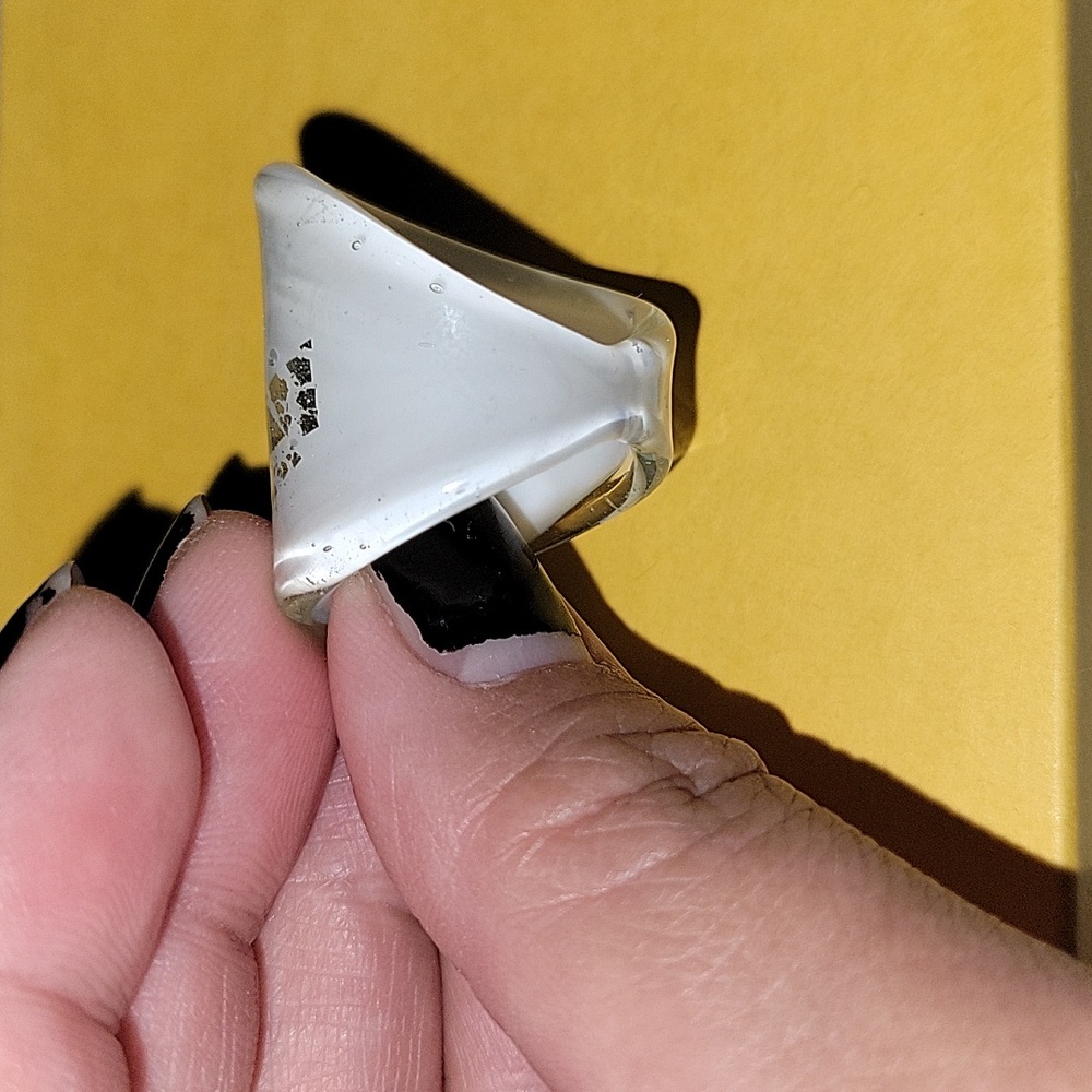 White And Silver Acrylic Statement Ring - image 4